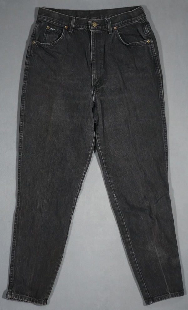 WE03458 VINTAGE 1980s *CHIC* MADE IN U.S.A. SKINNY WOMENS JEANS sz16 TALL BLACK