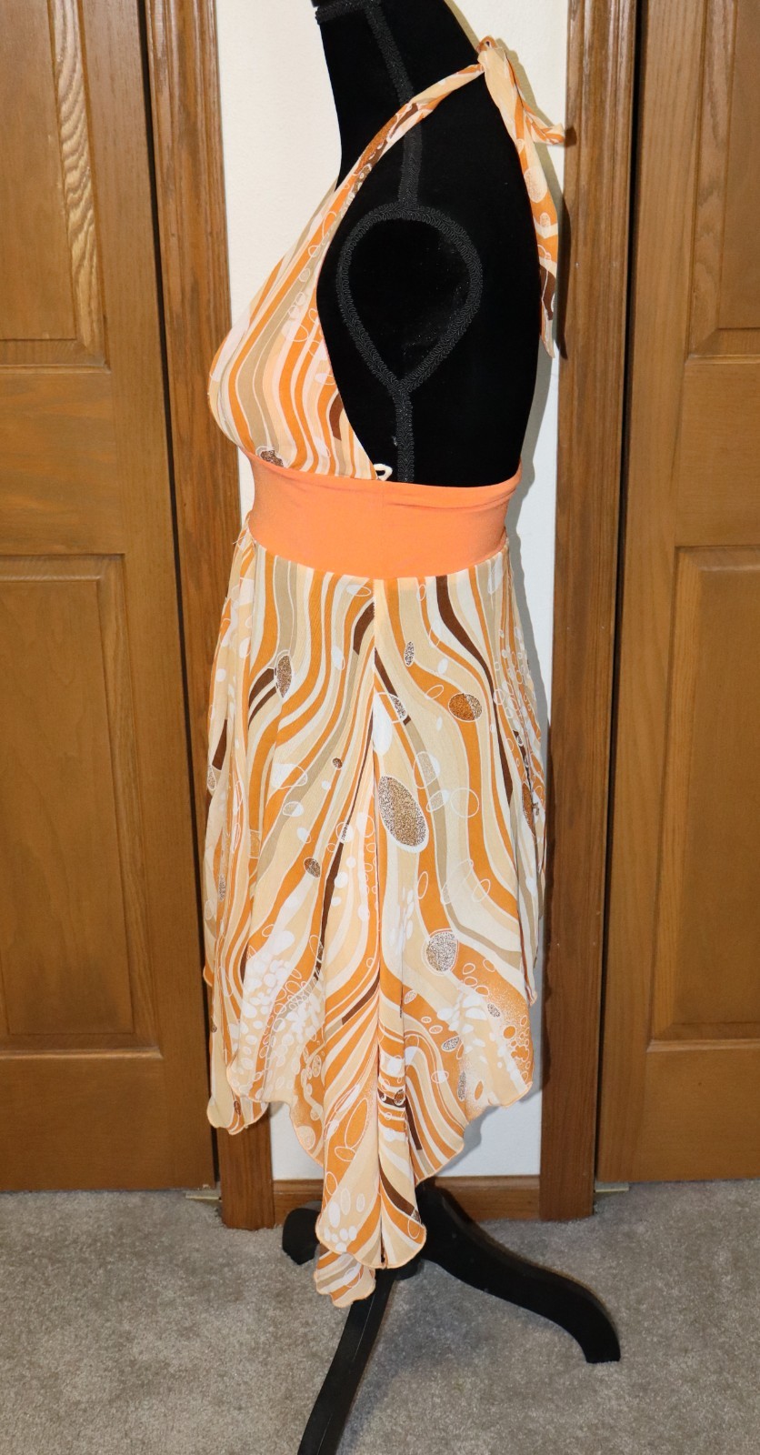 VTG Halter Dress LULY K NYC SMALL Mod GoGo Hippie Boho