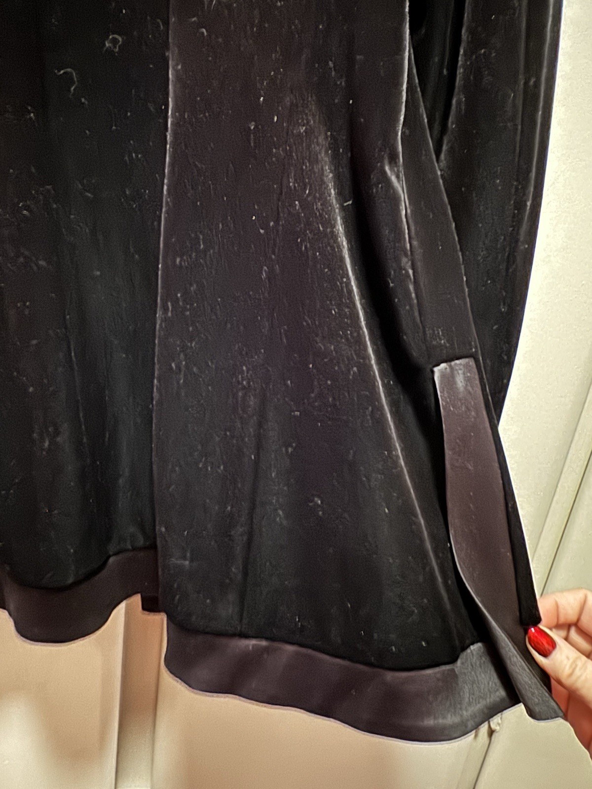 Giorgio Armani Signature Embroidered Black Velvet Satin Liner/Trim-sz 50 Vintage