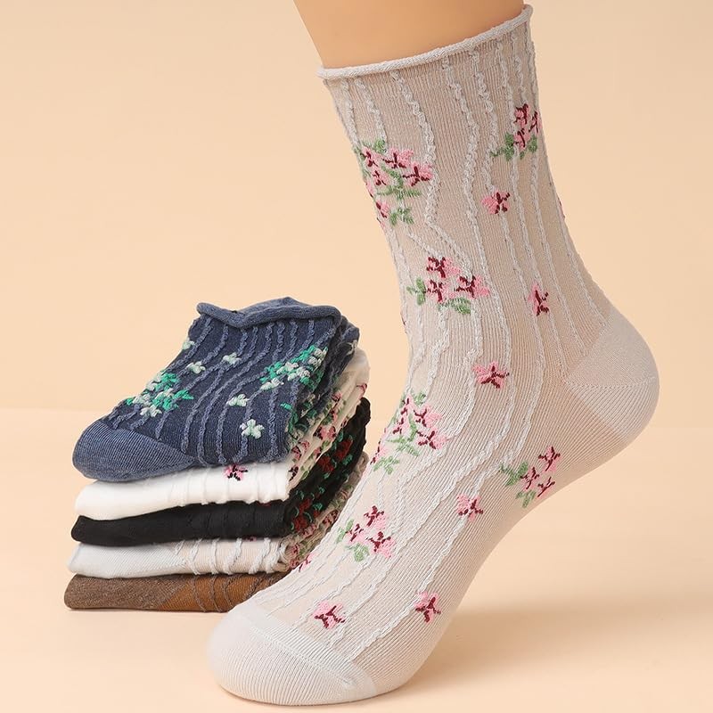 Benefeet Sox Womens Girls Cute Floral Socks One Size, 5 Pack-lilacs Flowers