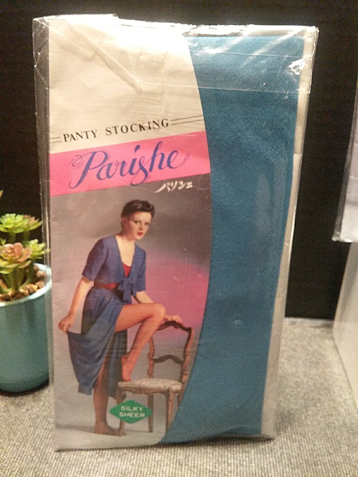 4pr Vtg 80’s Parishe Panty Stockings•2 Royal Blue & 2 Grey Blue Pairs•OLD STOCK