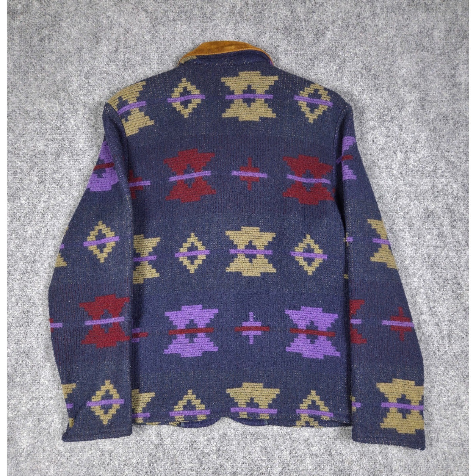 Vintage Woolrich Wool Blend Jacket Womens Medium Blue Southwestern Aztec