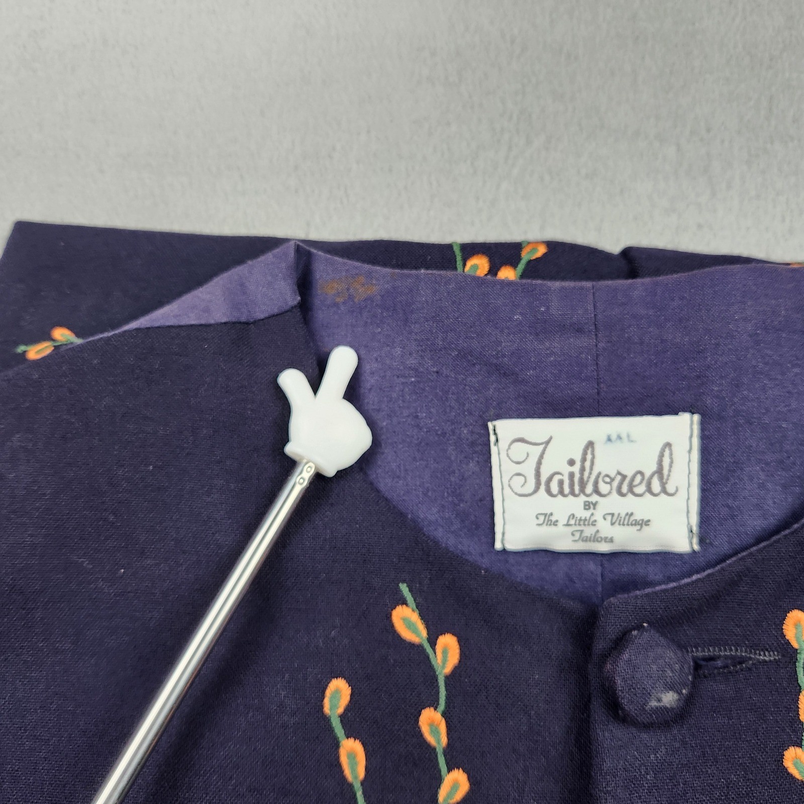 Tailored by The Little Village Tailors Vintage Navy Floral Embroidered Vest XXL