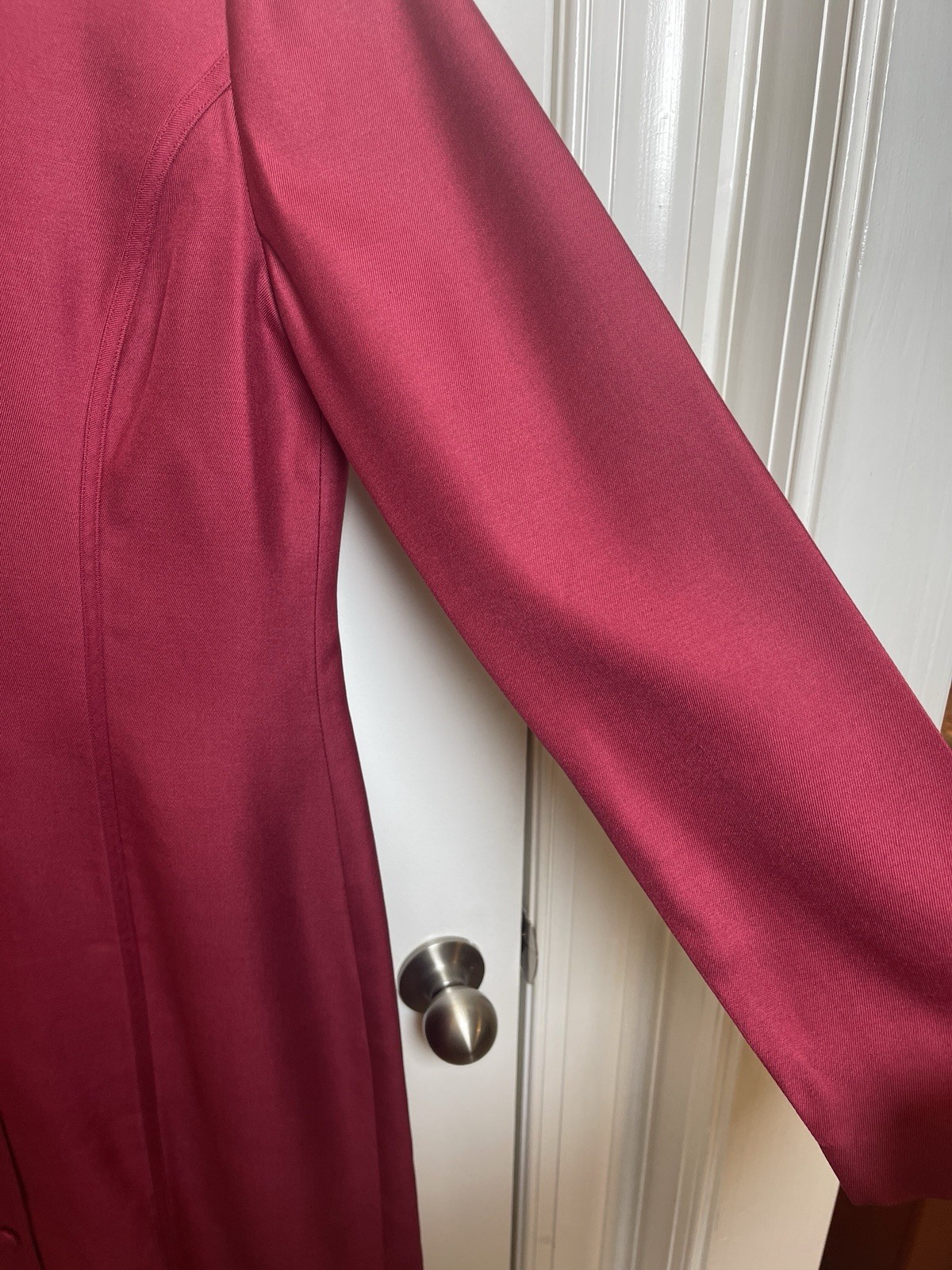 Adrianna Papell Vintage Silk Wool Shirt Dress Size 8 Burgundy Button Front