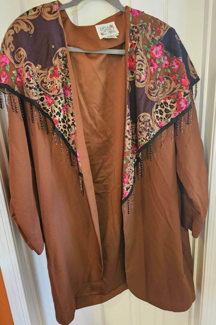 Vintage Lacy Afternoon by Shell Kepler XL Jacket Beaded Shawl Collar