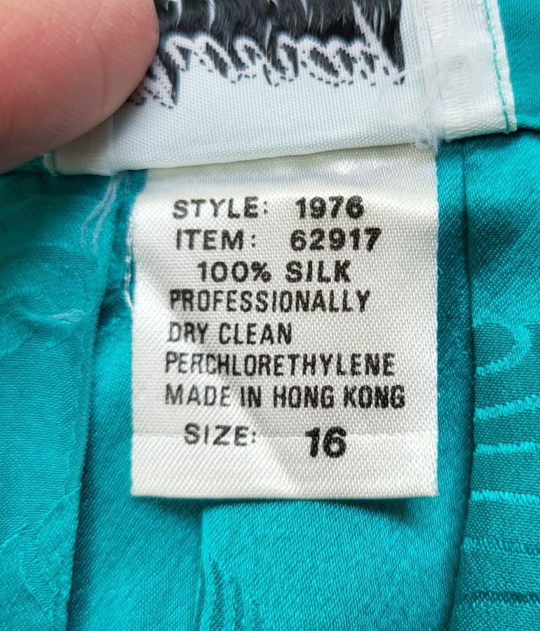 Vintage 1980’s MURRAY MEISNER 100% Silk Turquoise Shift Dress – Size L/XL