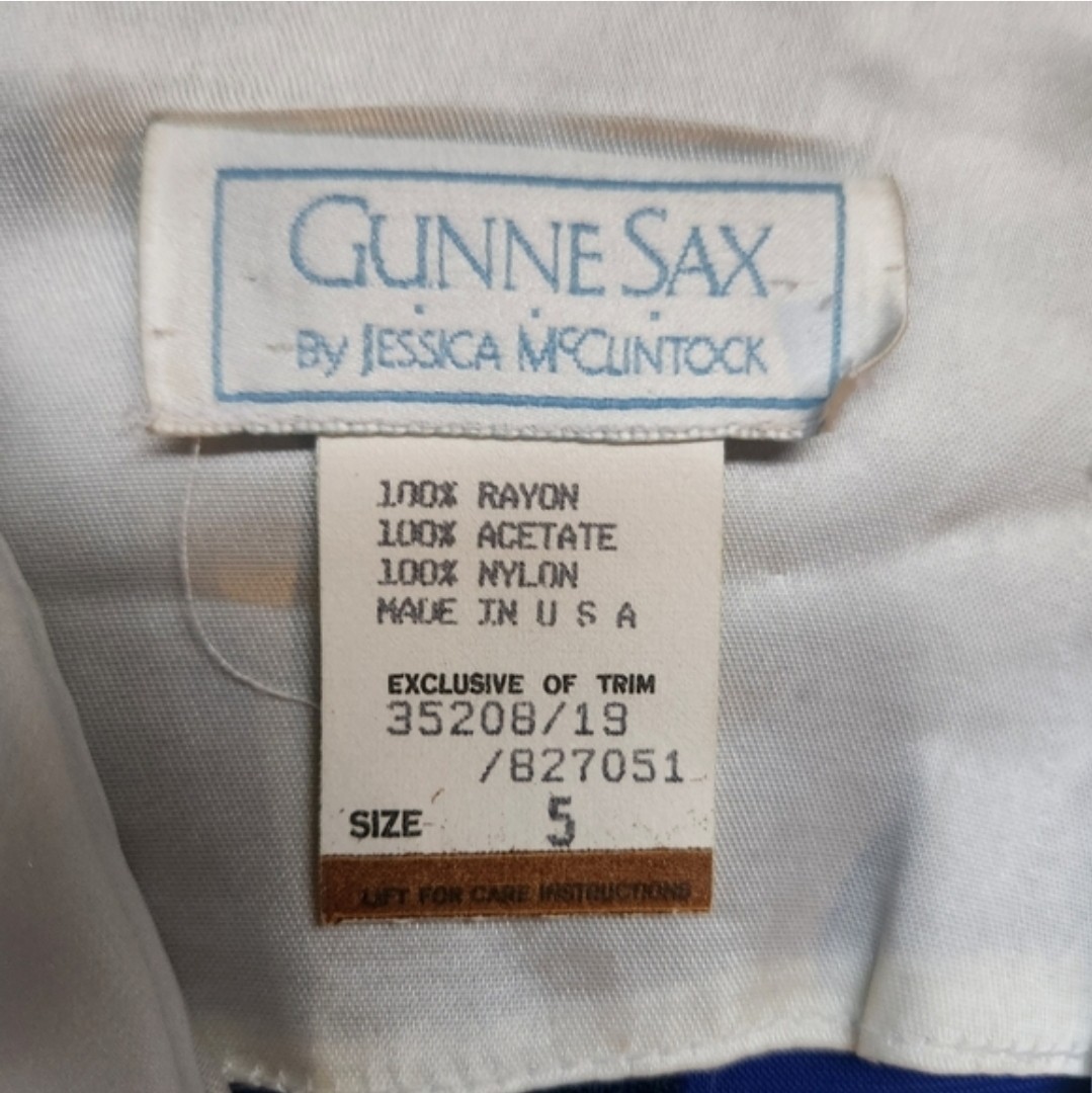 Vintage Gunne Sax By Jessica McClintock 70’s 80’s Dress Blue Velvet Size Small 5