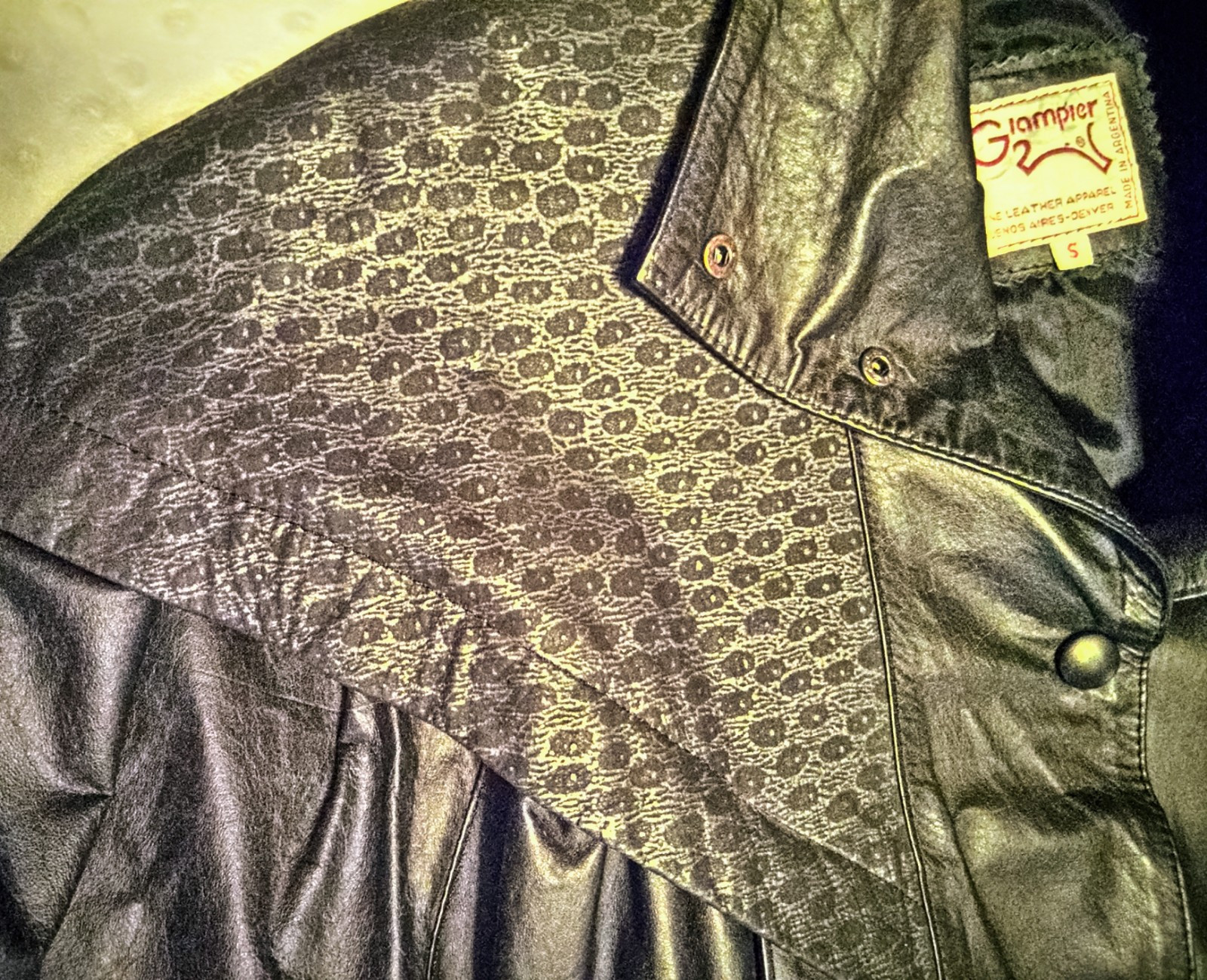 Glampier Womens Leather 80s Jacket Leopard Print Black Small Bomber Biker Rocker