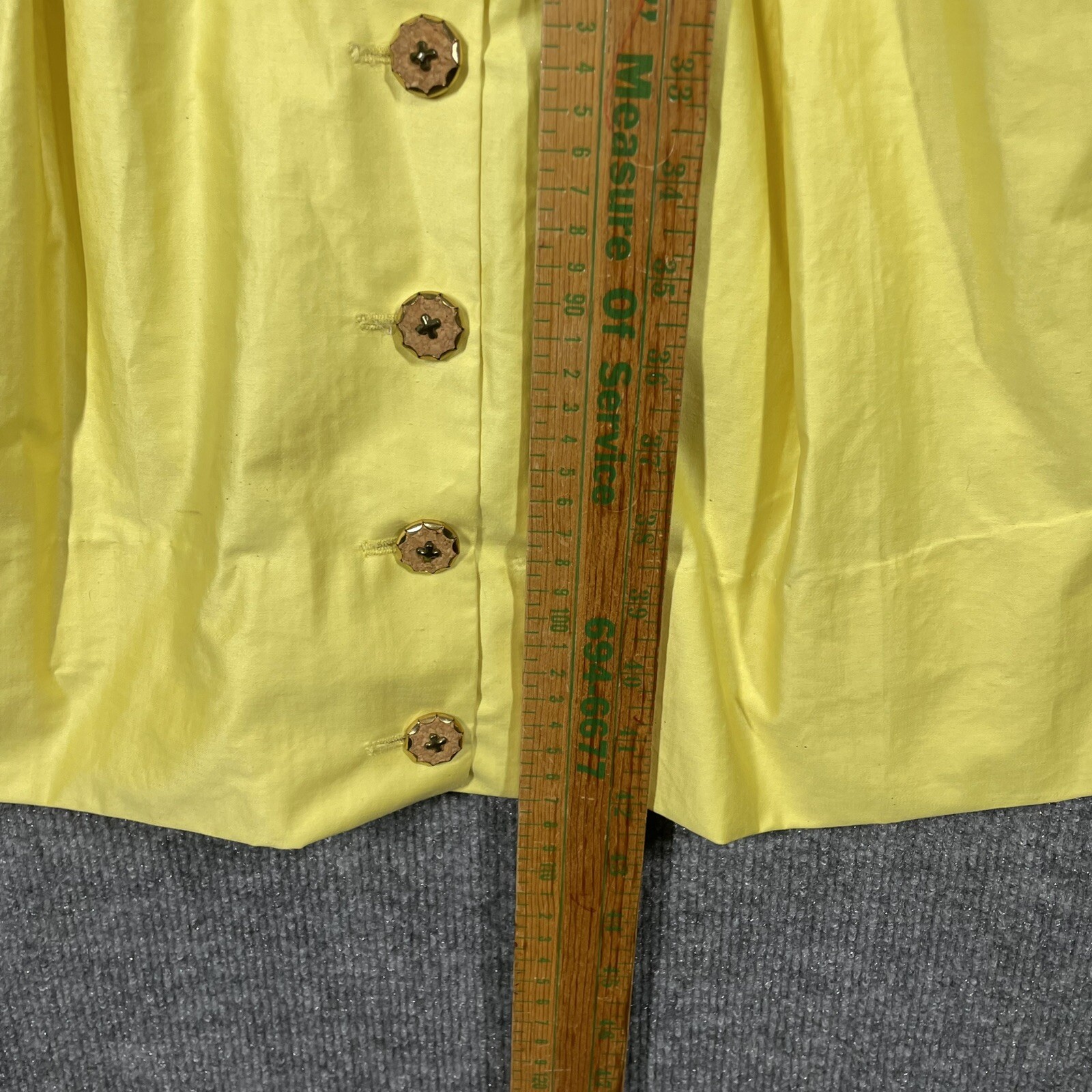 VINTAGE 50s Town & Country Club Dress Small Polished Cotton Day Tea Swing Yellow