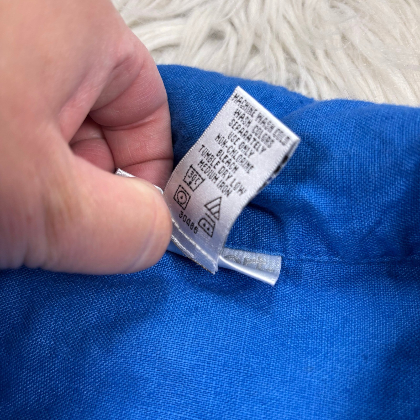 Real Comfort Chadwick’s Women’s 12P Blue 100% Linen Utility Jacket Lagenlook