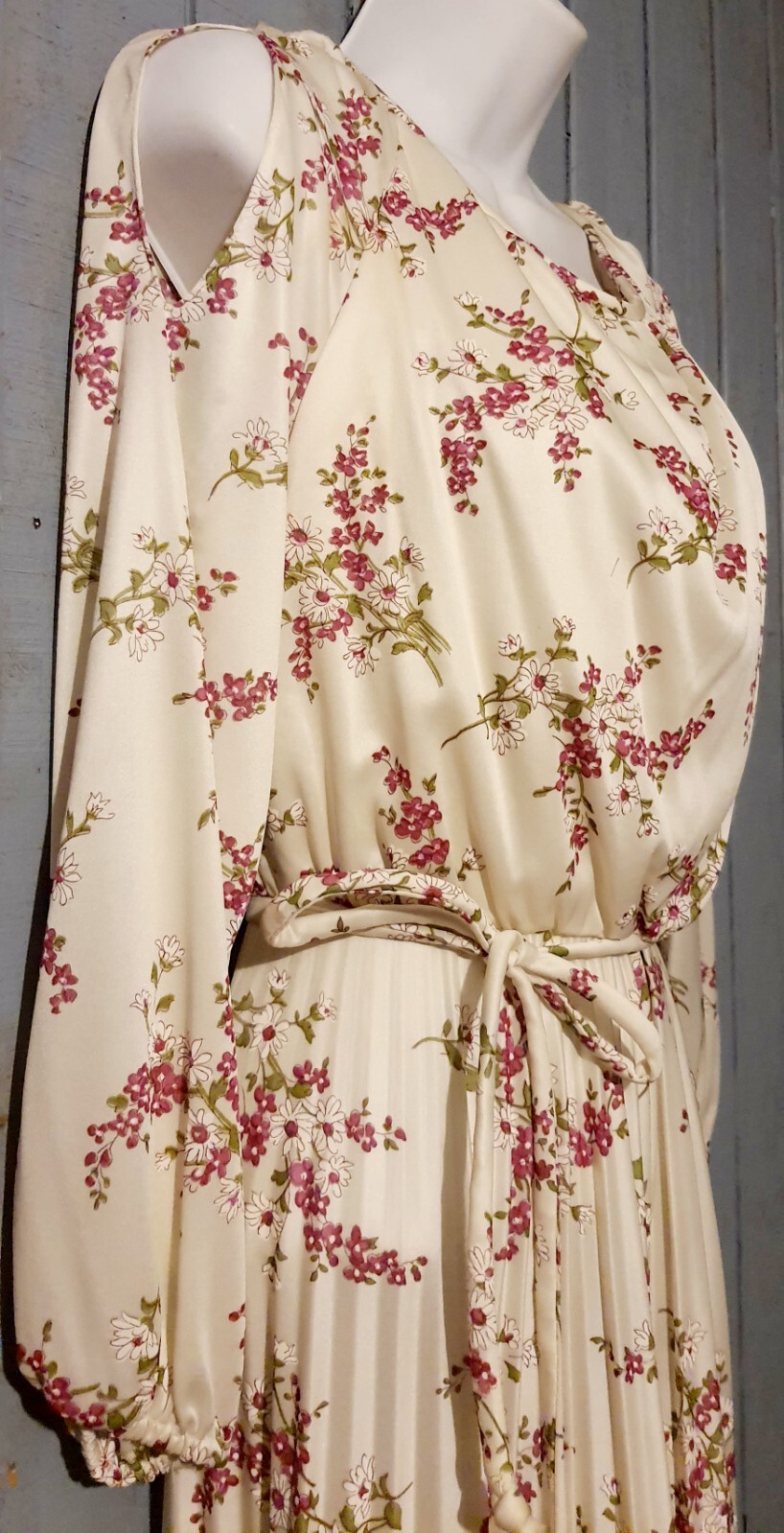 True Vintage Floral Maxi Dress Prairie Cottagecore Empire Pleated Granny JCP 70