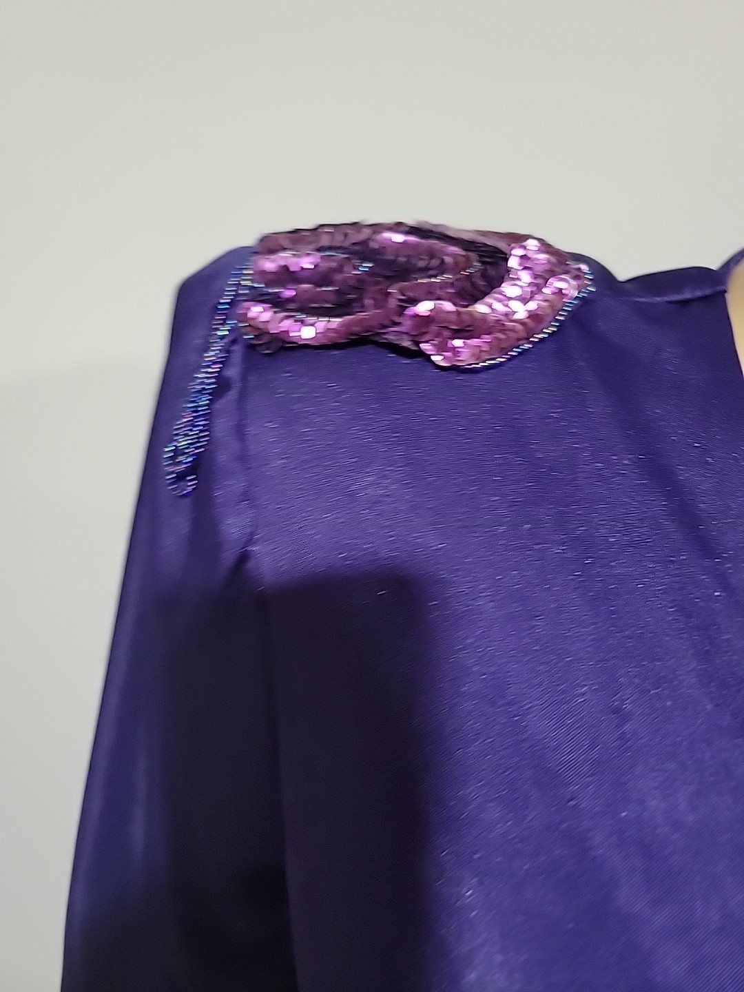 David Rose Vintage 14 Purple Wrap Ruffled Embellished Shoulder Women’s Dress #CC