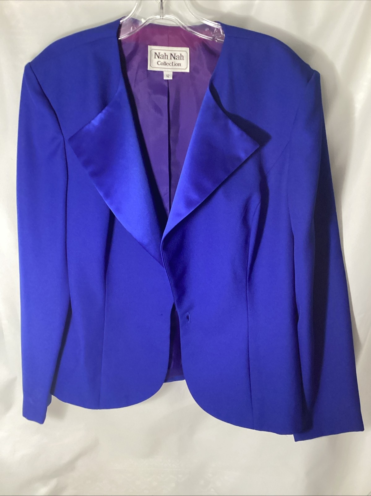 Vintage Nah Nah Collection Royal Blue Blazer Jacket 80s 90s Padded Shoulder