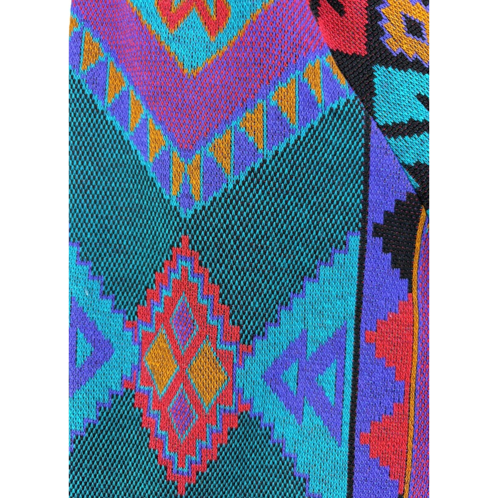 Vintage Graff California Wear Aztec Tribal Open Front Beaded Fringe Cardigan 14