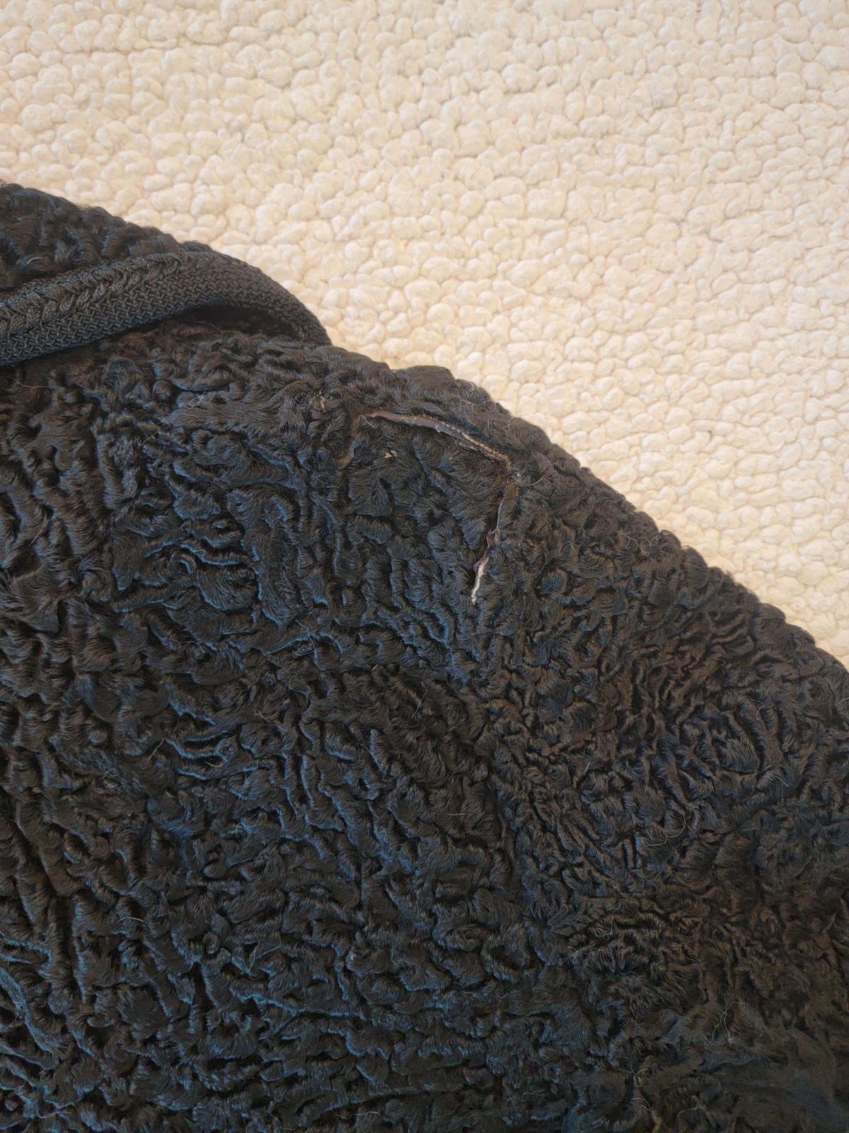 Vintage 1950s Black Persian Lamb Wool Jacket by Frank Collins, Philadelphia