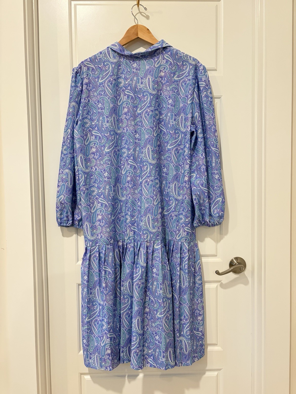 Vintage 70s Tribute Mod Paisley Purple Dress XL 16/18 #0250 PLEASE READ