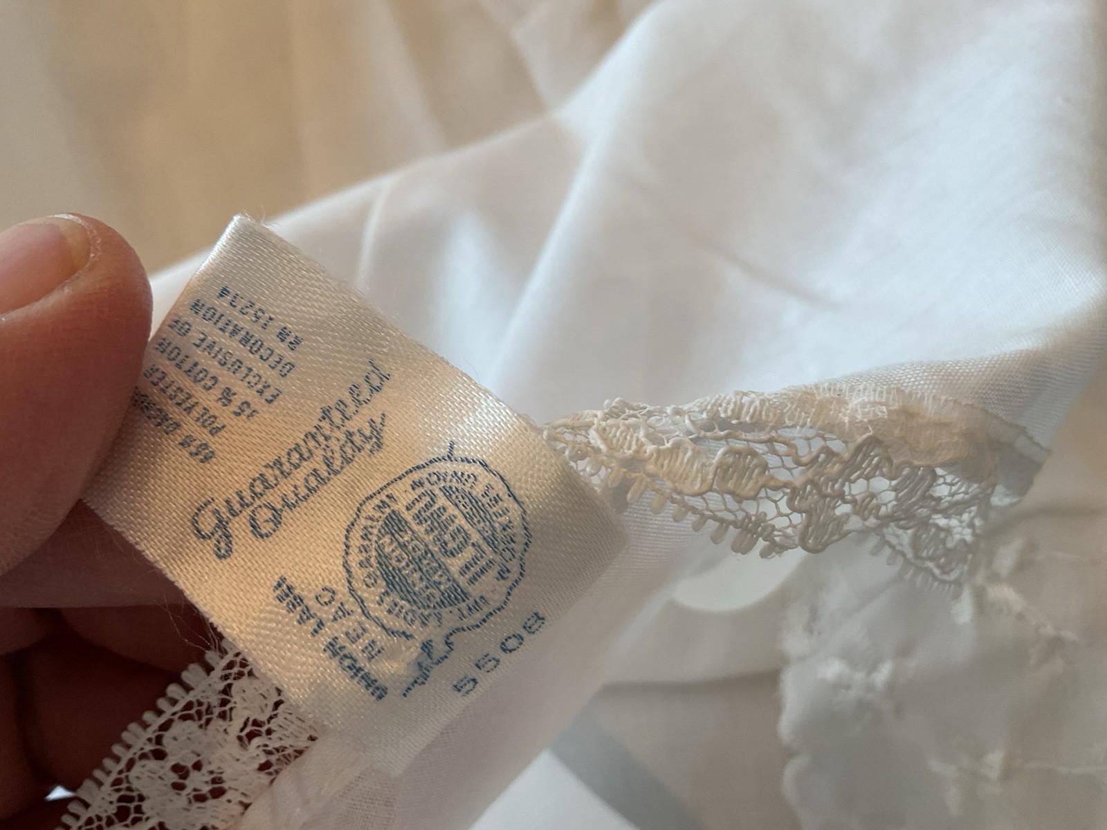 Vintage Loomcraft Lace Embroidered White Full Slip 38