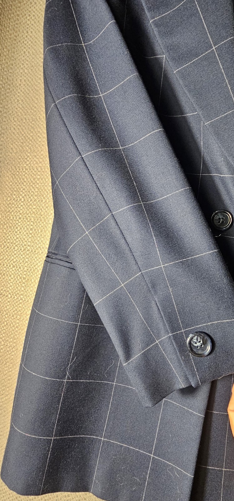Vintage Embassy Row Petite Navy Windowpane Wool Blazer – Academia/Preppy Style