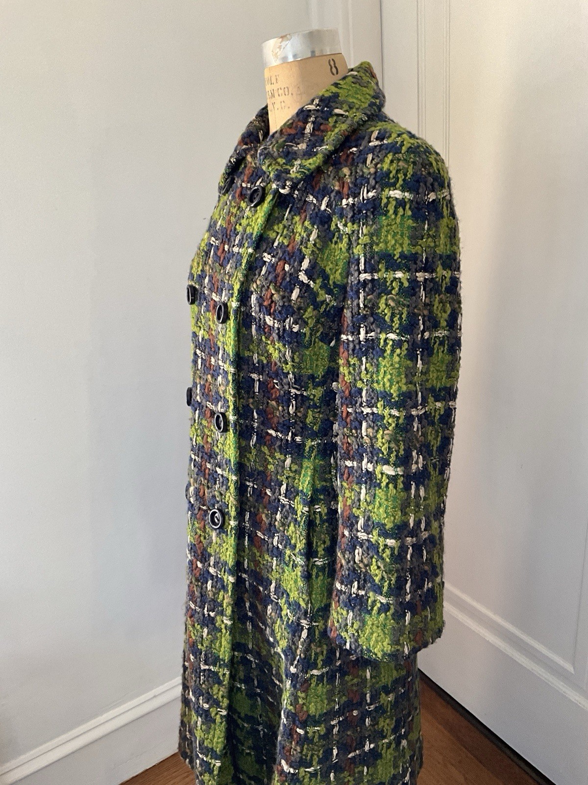 Vintage 1960’s Jack Clarke Chunky Emerald and Sapphire Tweed Boucle Coat