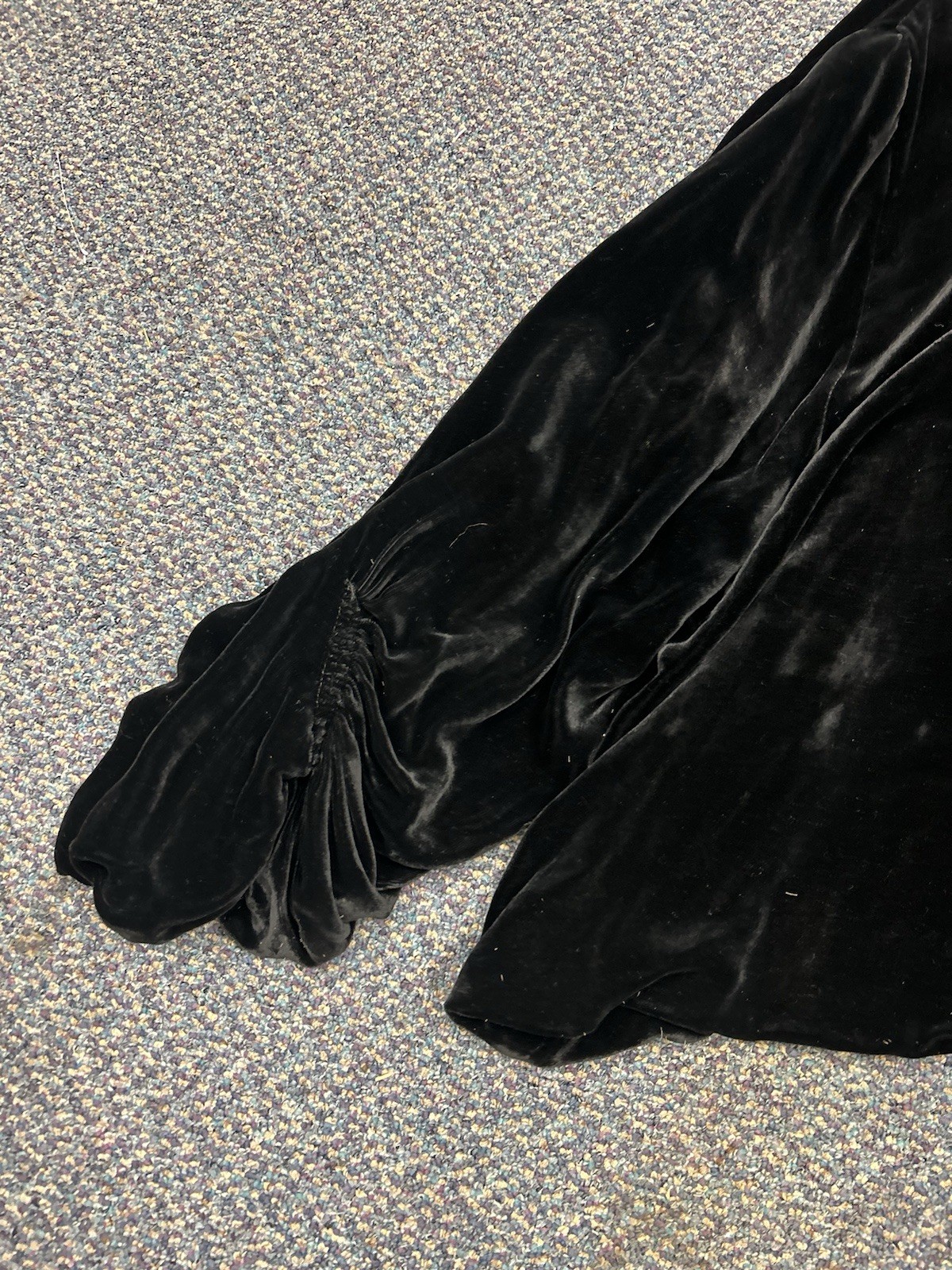 1930s Silk Velvet Opera Coat Jacket Holiday Dress Bishop Sleeve Vintage M/L