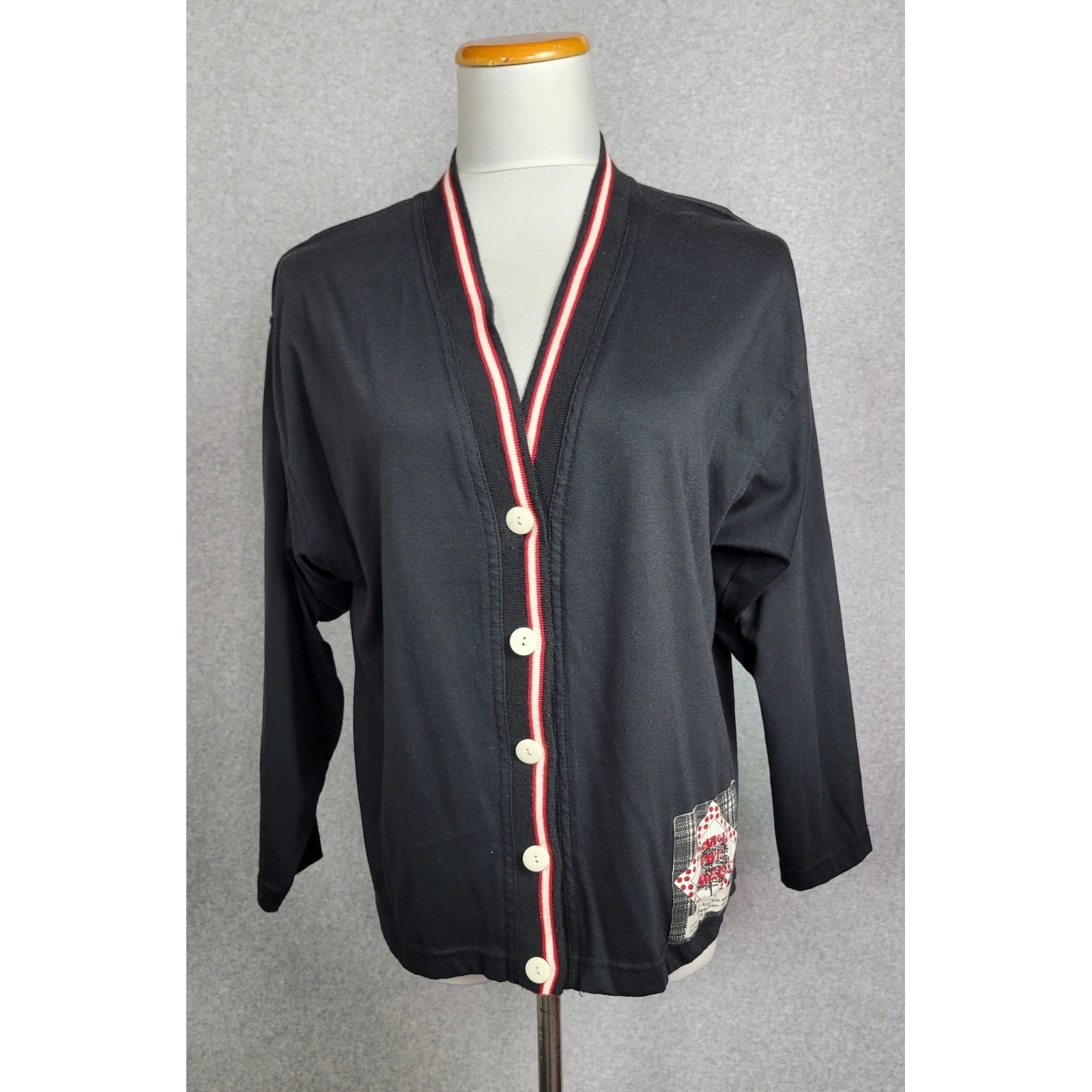 Vintage Gitano Collections Womens Black Save The Trees Cardigan Sweater Size M