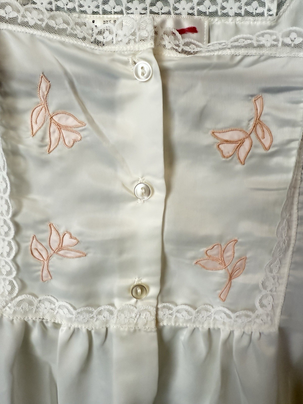 Vintage Barbizon Lounge Wear White Bed Jacket Medium Satin Floral Embroidered