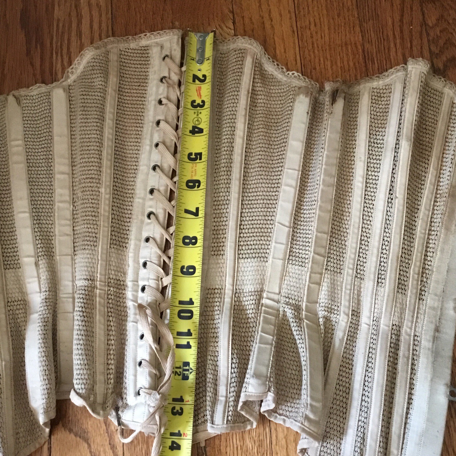 Antique Victorian Summer Mesh Corset Ecru Lace Up Back Imperfectly Perfect!!!