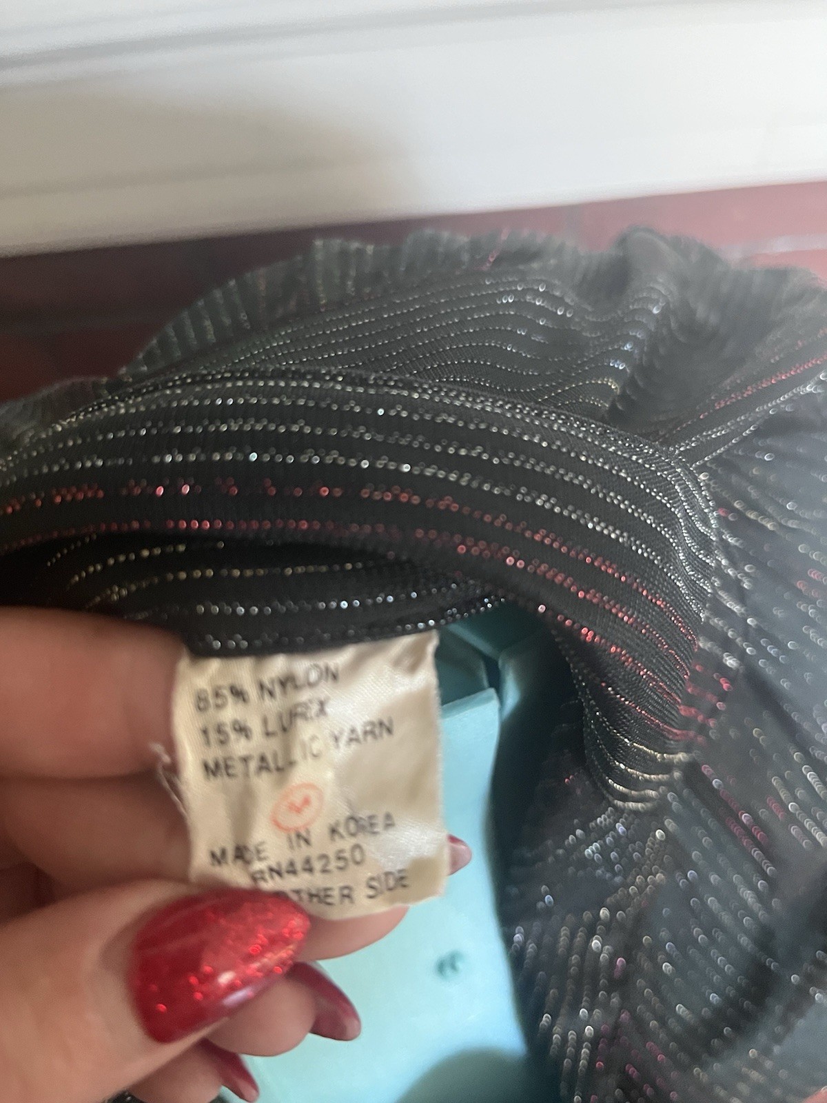 Vintage 80s Tippy Tops Women’s Black Striped Metallic threaded Button down