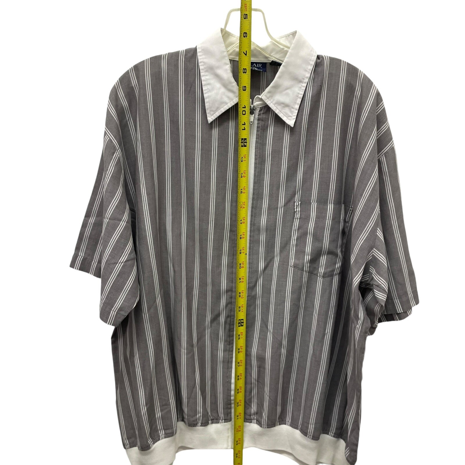 Blair Men’s Shirt Size XL Full Zip Brown Stripes Short Sleeve Korea Vintage 70s