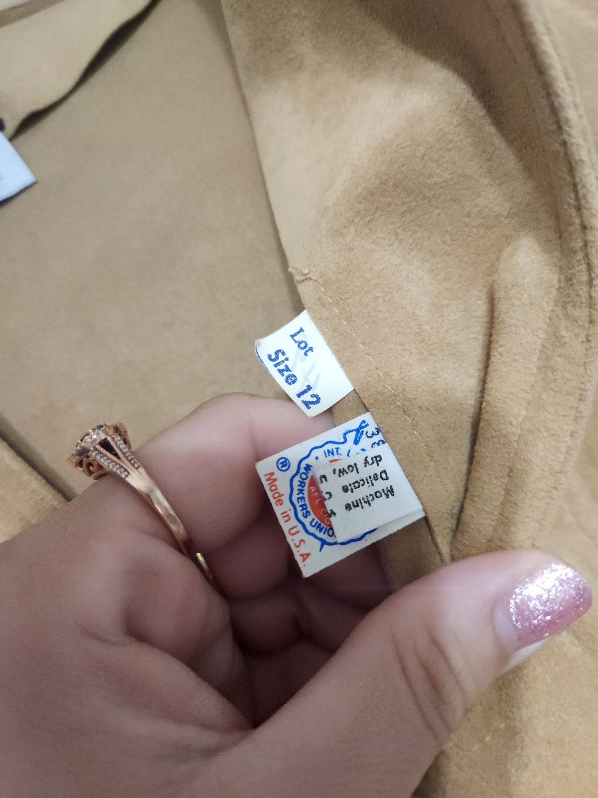 Vintage Gino Rossi Wilson Ultrasuede Tan Button, Belted Midi Dress. USA. Size 12