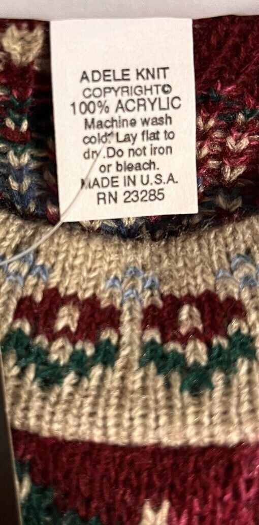 Vintage Bugle Boy Women’s L Acrylic Sweater Floral Rose Farm Cottagecore NWT