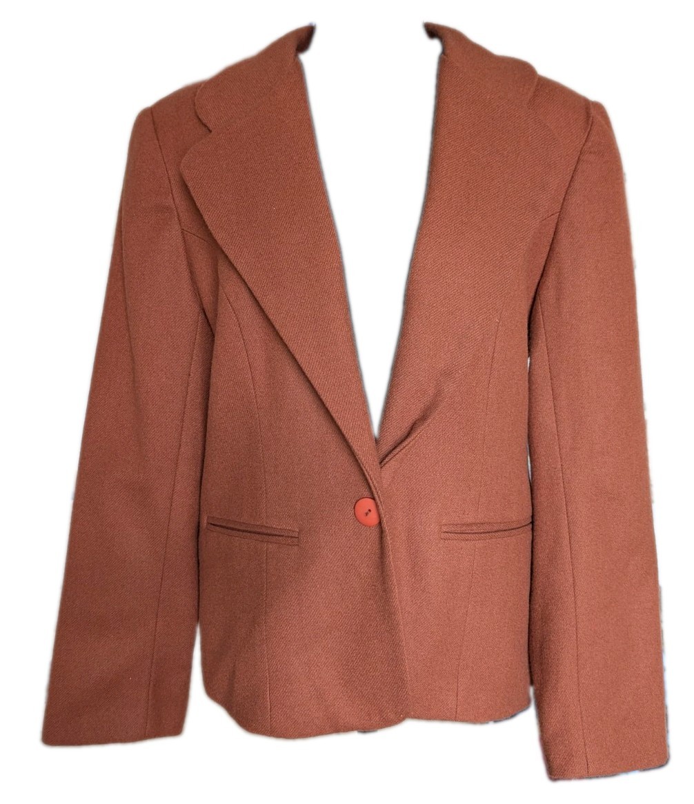 VTG NWT 70s/80s Adolfo International Women’s Brown 100% Wool Blazer Size 12