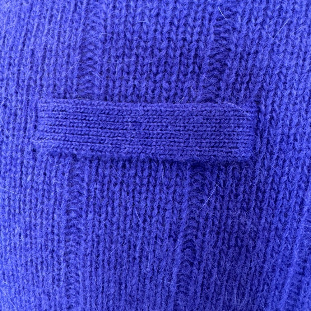 Vintage Lambswool Angora Cable Knit Sweater – Royal Purple layers Large