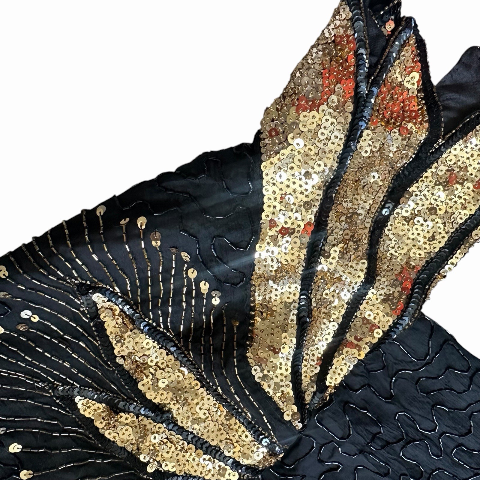 VTG 80s 90s Silk Beaded Sequin Dress Art Deco Gatsby 26W Kazar Style