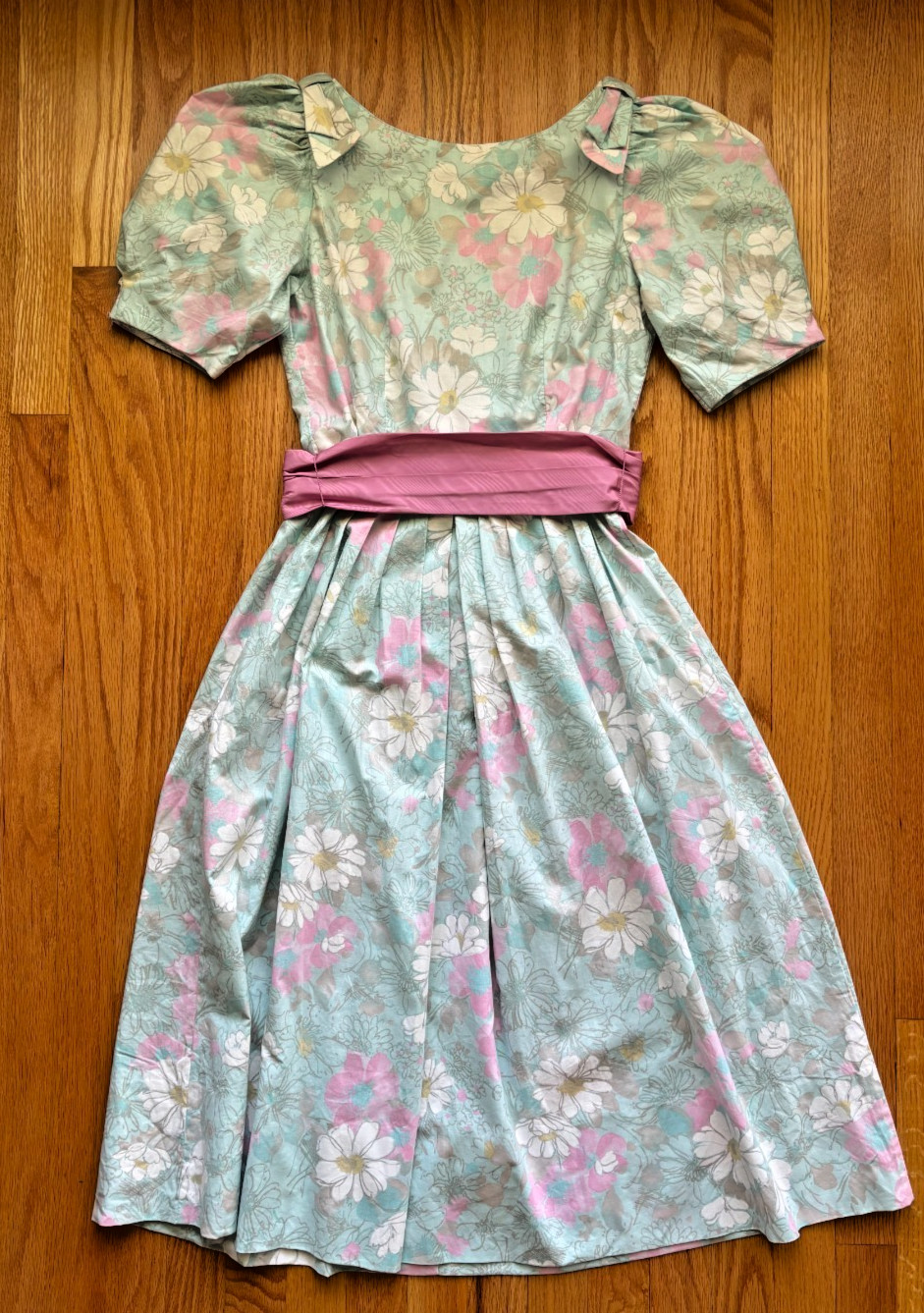 Vintage Lanz Originals Dress Floral Print 1980’s With Matching Belt Sz Small