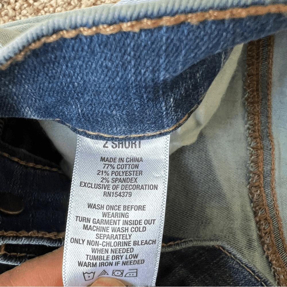 Aero Two Tone Split High Rise Distressed Skinny Jeans 2 Short