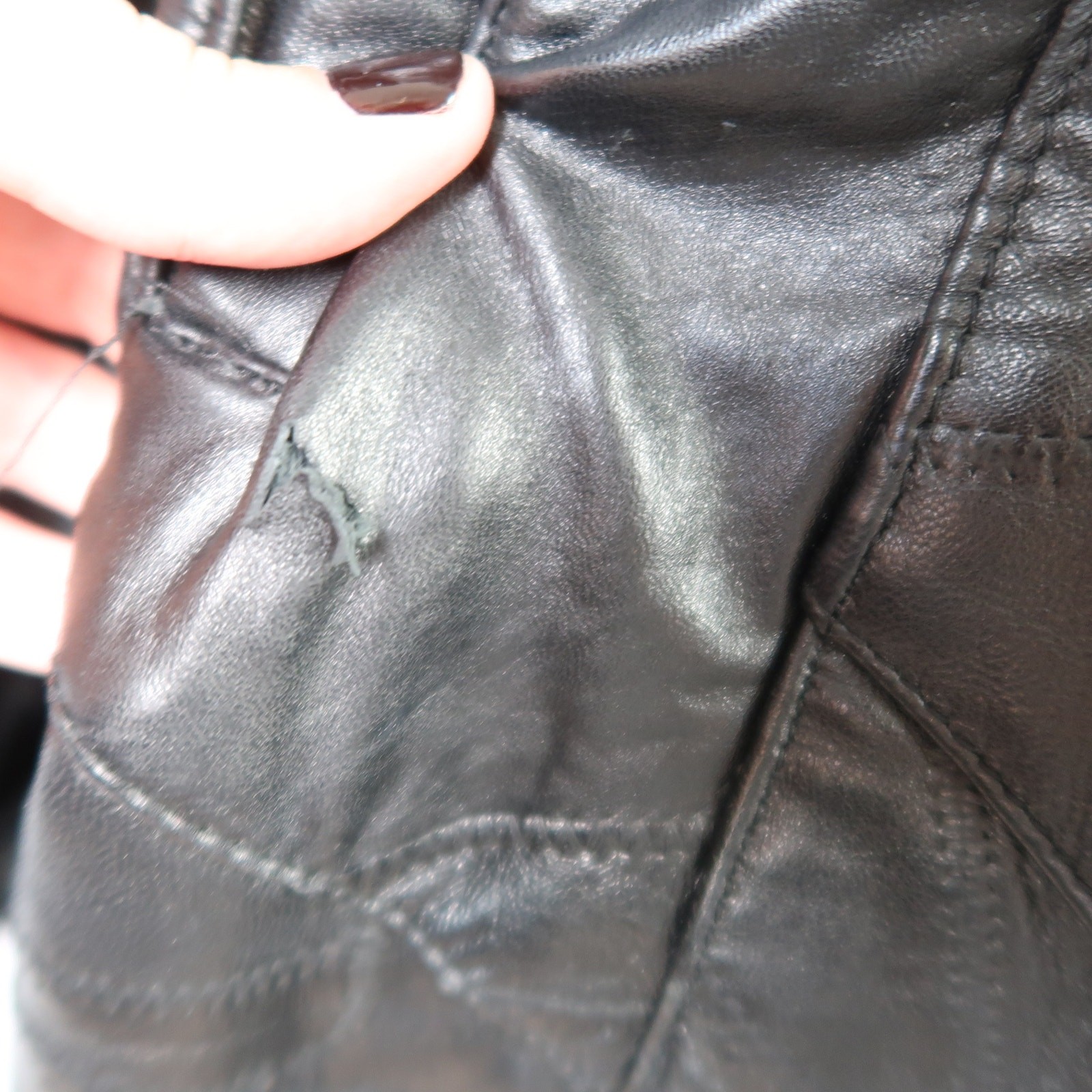 Vintage 90s Maxam Black Patchwork Lambskin Leather Coat Jacket M