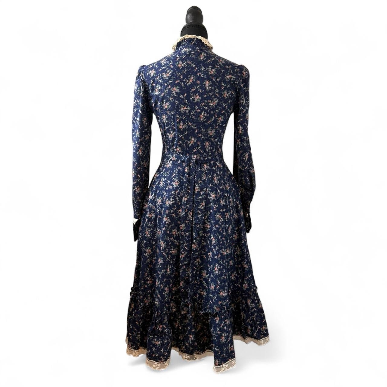 Vintage Gunne Sax Floral Prairie Maxi Dress Lace Trim Cottagecore -70s–early80s