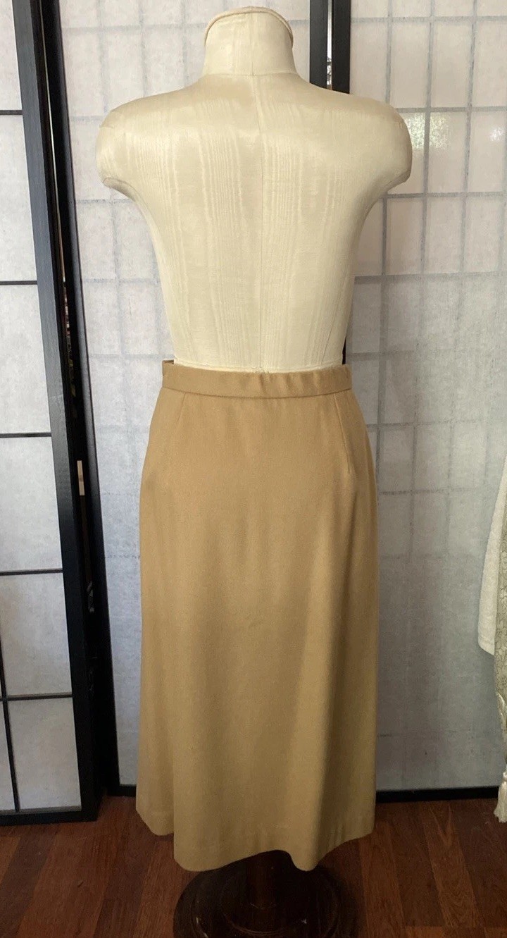 Celeste Sport VTG 70s Women 6 Camel 100% Wool Satin-lined Midi Skirt