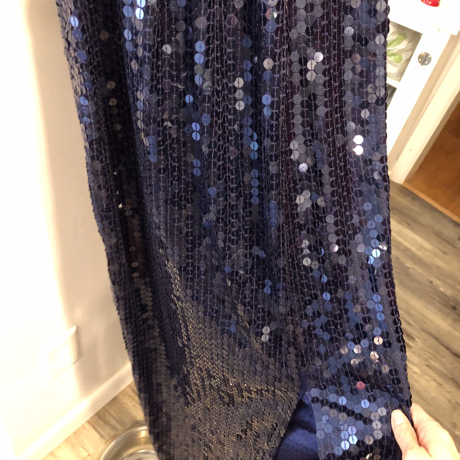 Lillie Rubin Exclusive Heavy Blue Mermaid Shimmer Sequin Beaded Dress VTG Size 2