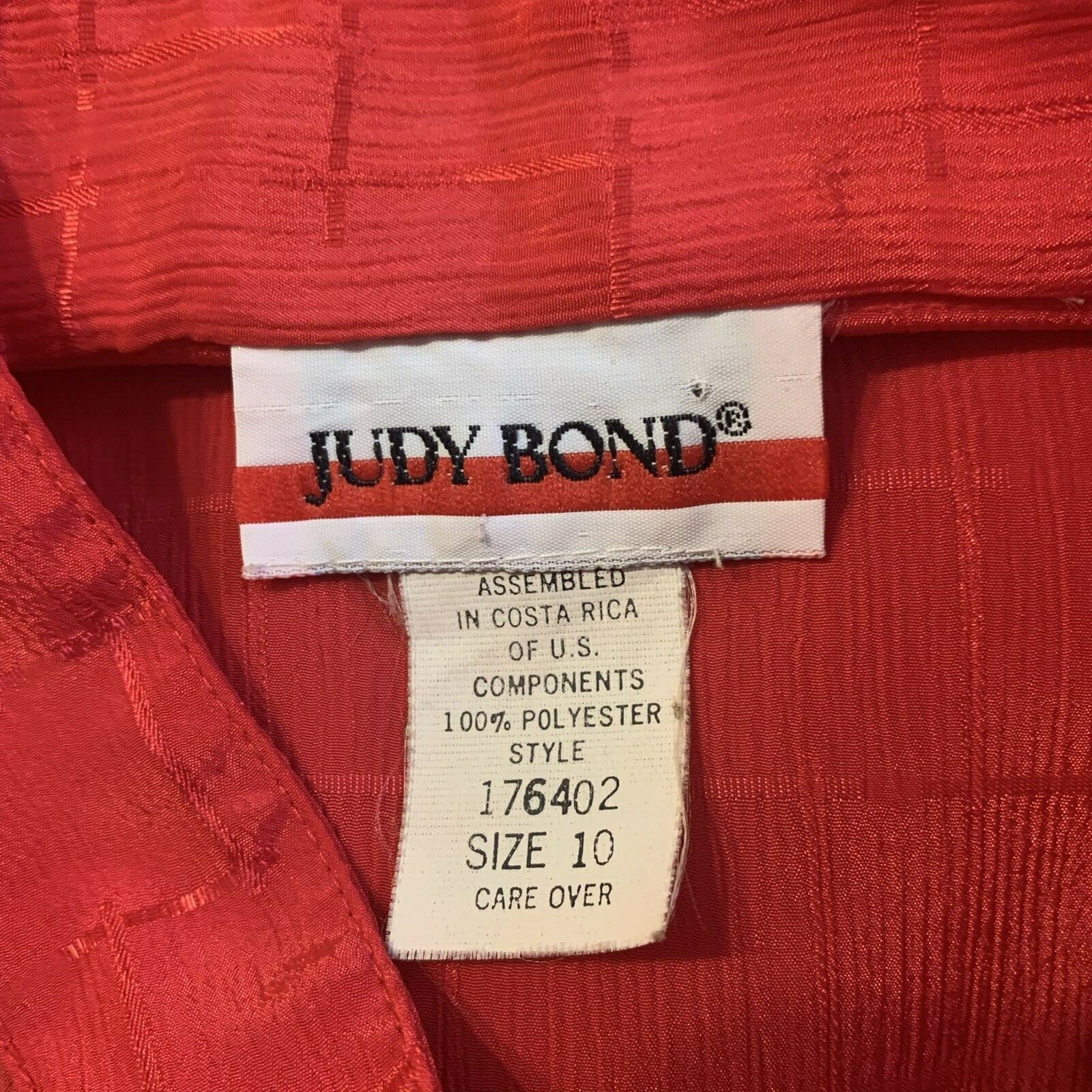 Vintage Judy Bond. Size 10. Stand-up collar. Long Sleeve. Button Front. B24