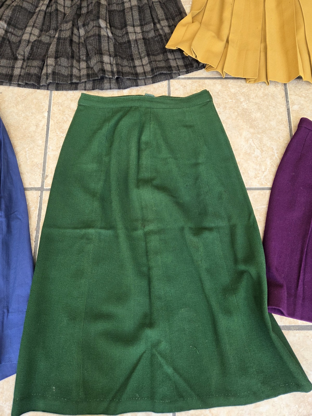 Vtg Lot of 15 1950’s 1960s SKIRTS Wool/Cotton/Straight/Pleated Plaid/Solids ASIS