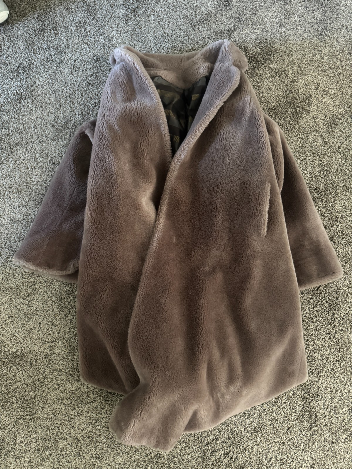 Vintage Taupe Sheared Mouton Lamb Fur Coat Shawl Collar Swing Coat Large