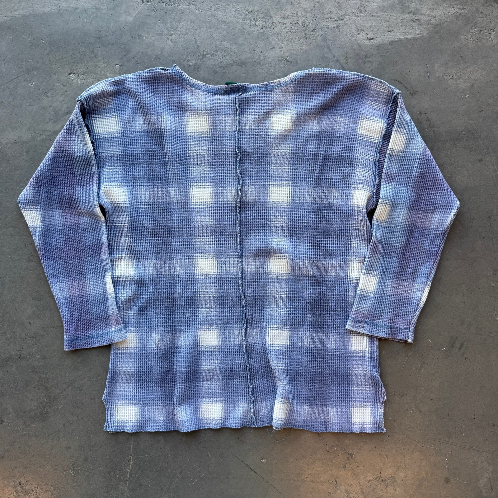 Vintage Y2k American Eagle Plaid Waffle Thermal Knit Longsleeve Henley Medium