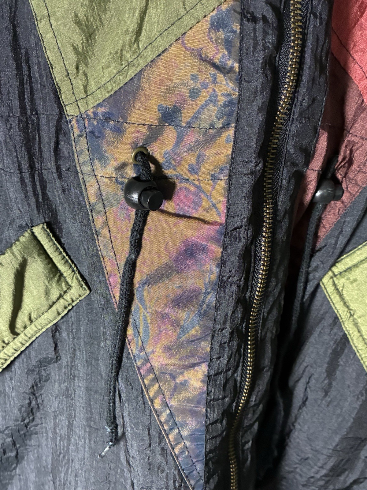 Women’s Jacket -Flurries 80s 90s Geometric Color Block- Nylon- Medium – Vintage