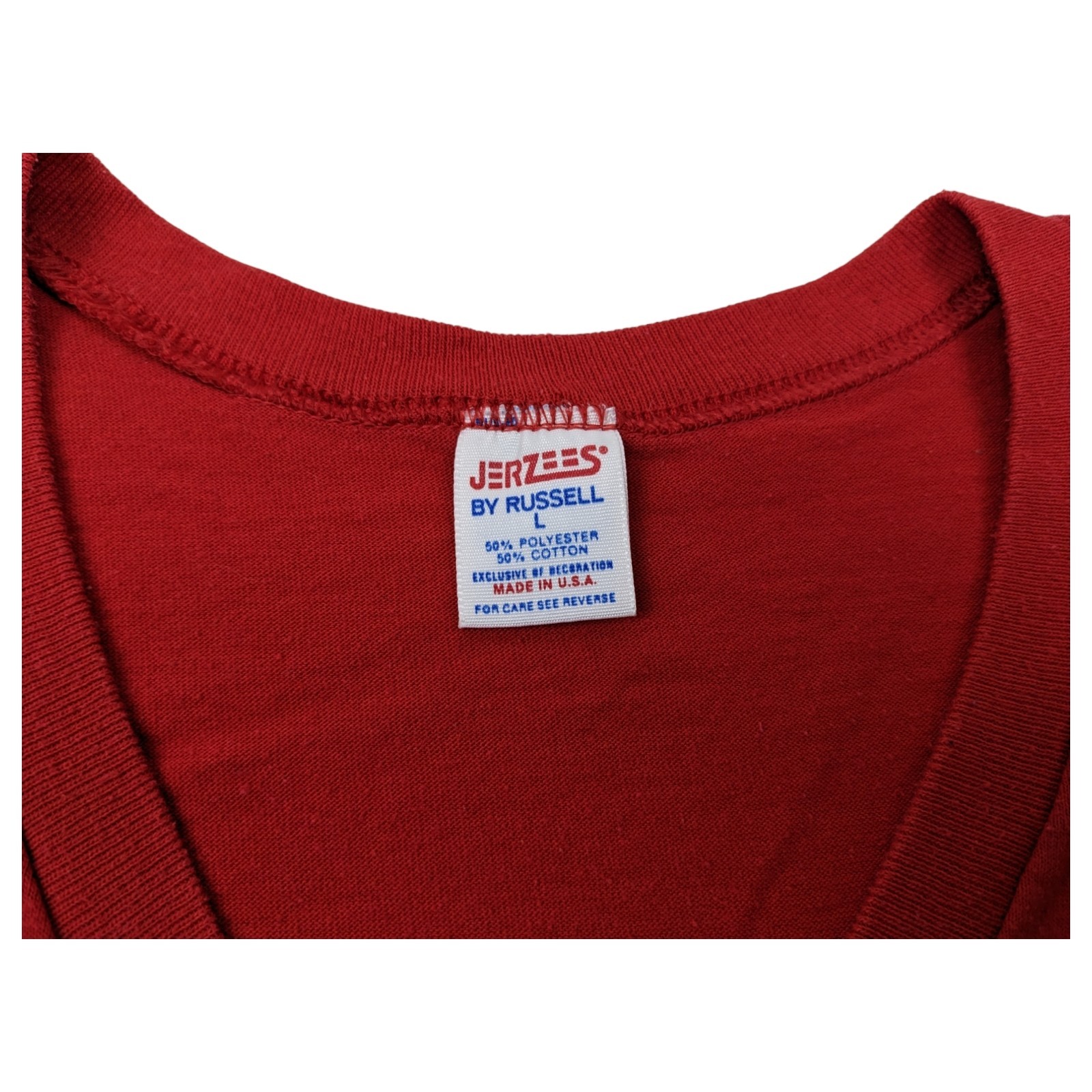 Vintage 80s 90s Single Stitch Jerzees Russell Made In USA Womens Red L Horse