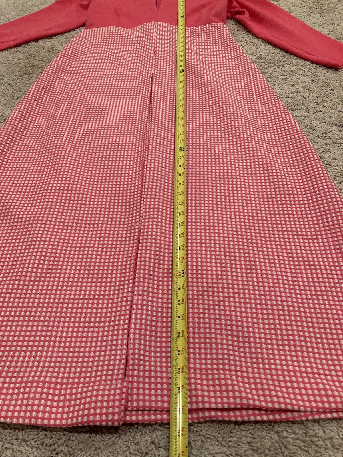 VINTAGE PURITAN FOREVER YOUNG 1970’S PINK CHECKED LONG SLEEVE MAXI DRESS – M