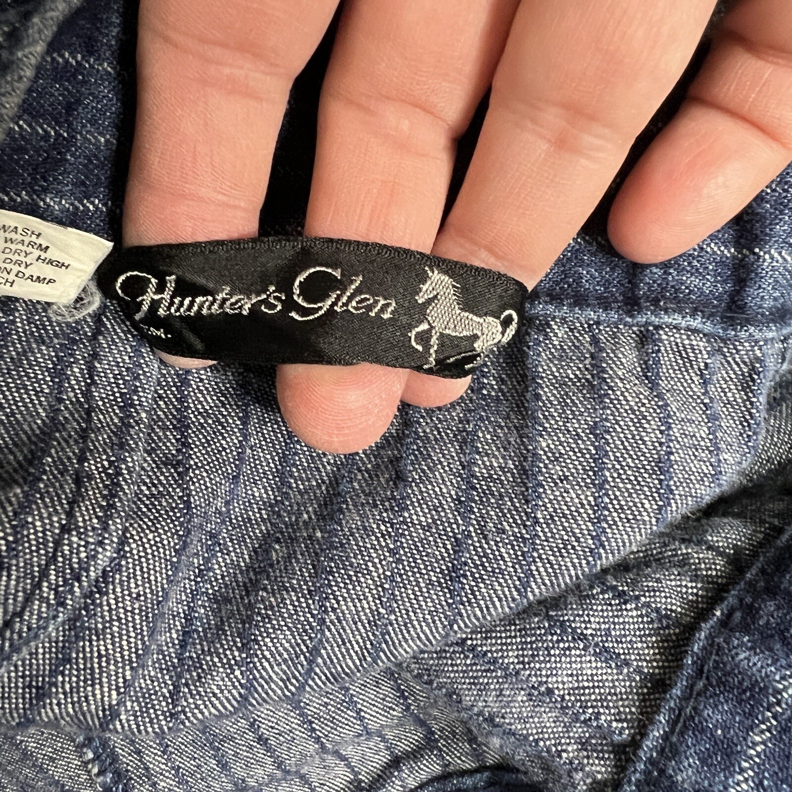 Vintage Hunters Glen Pleated Striped Denim Skirt 29 x 26 Blue Japan 100% Cotton