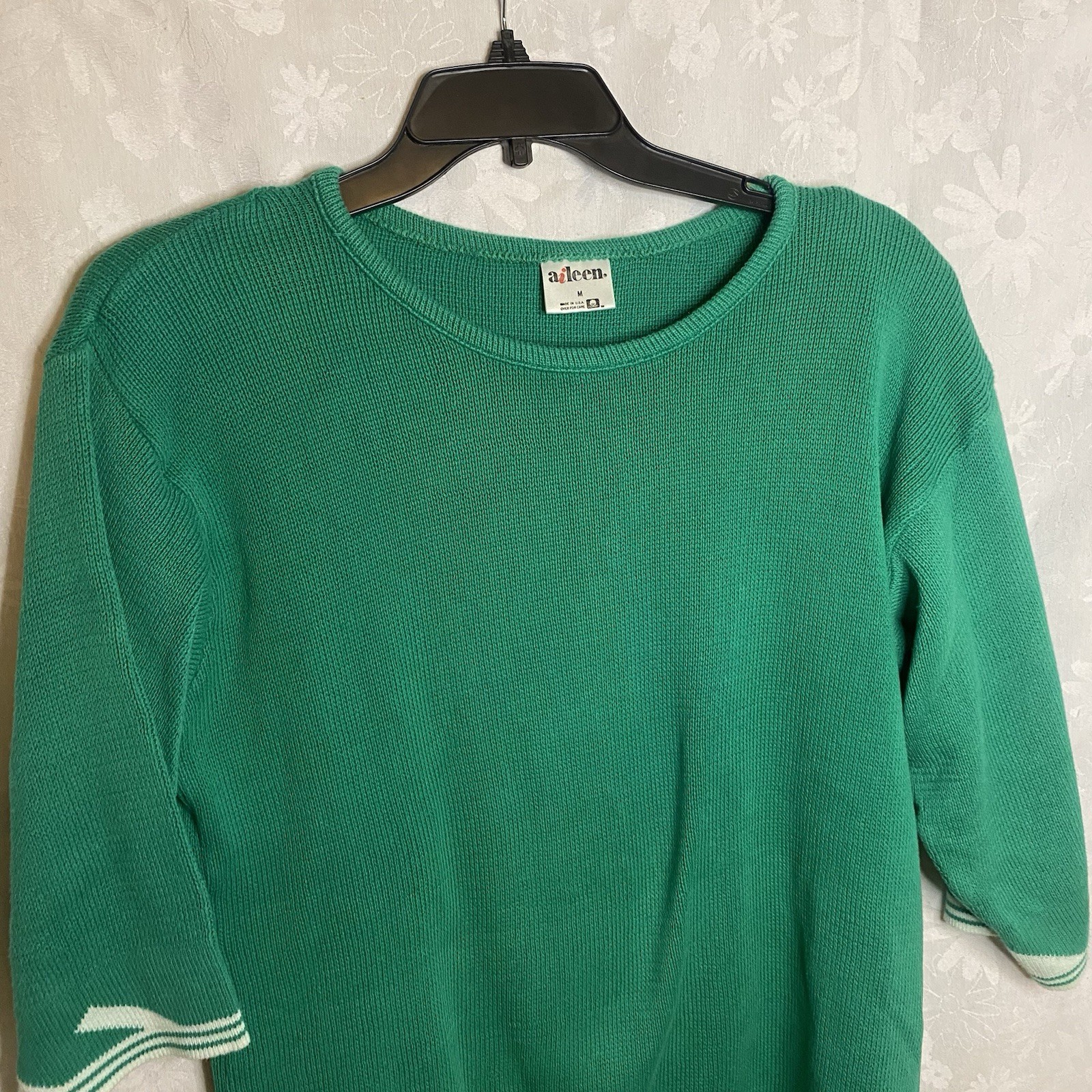 Vintage Aileen Cotton Knit Tunic Sweater Top Retro Midmod MCM Style Holiday Sz M
