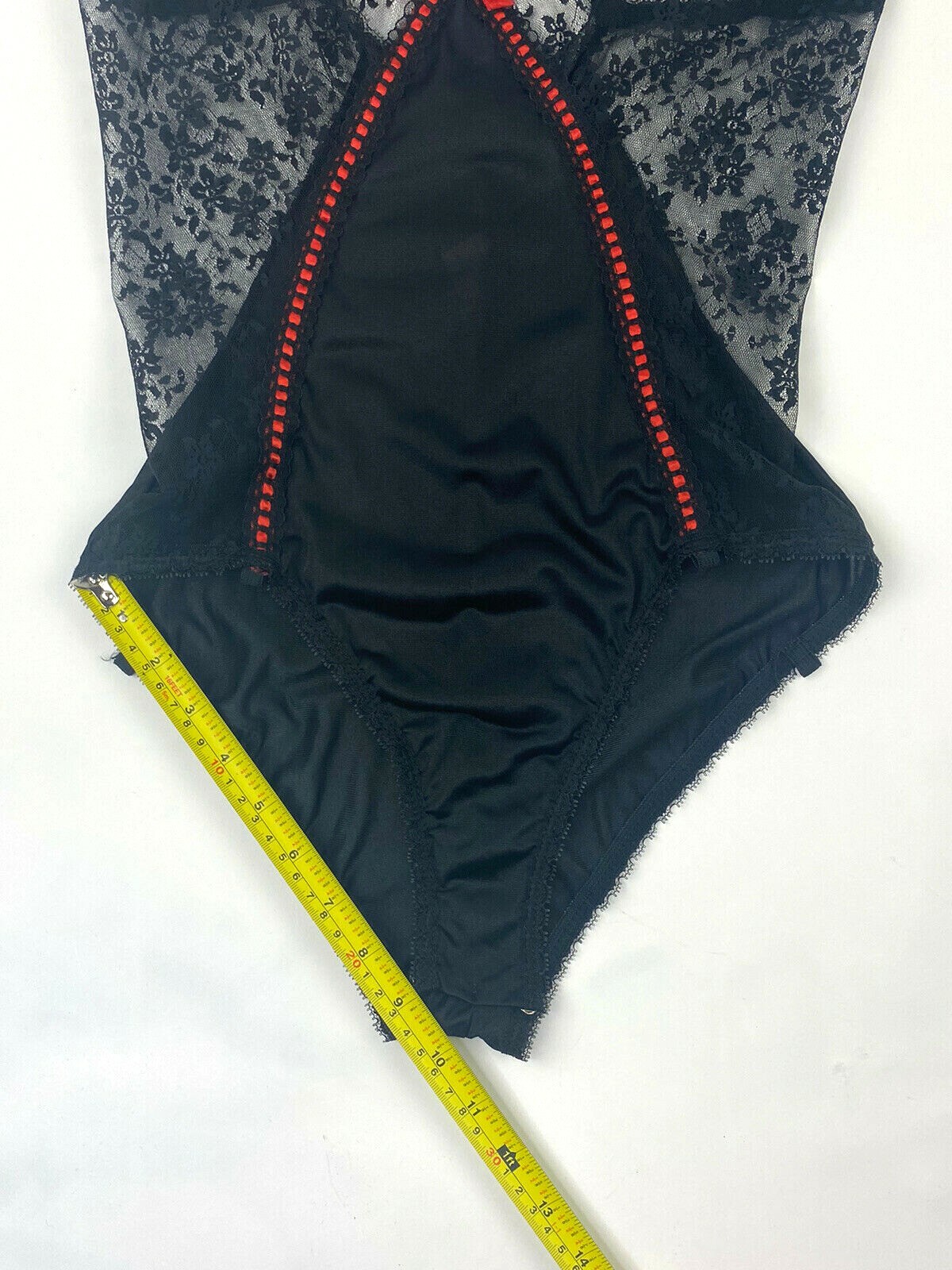 Vintage Movie Star Black Nylon Lace Sheer Bodysuit Teddy Lingerie 32/S USA 🇺🇸